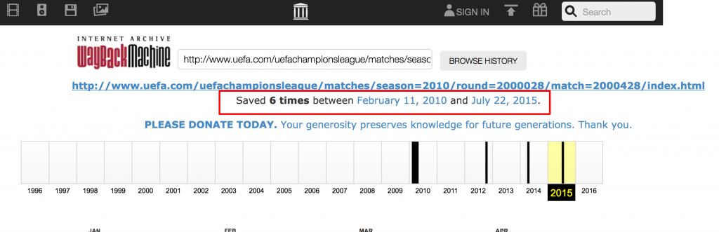 snapshot of a webpage over time