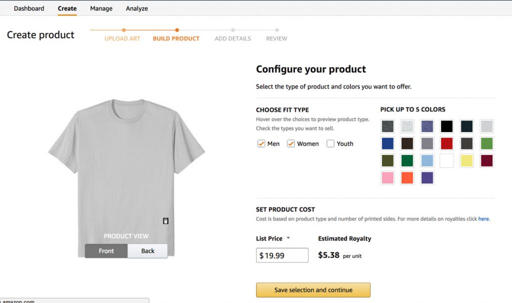 Build your product in Amazon Merch