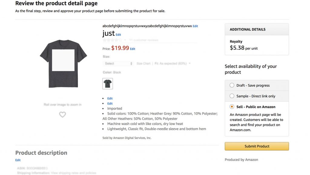 T-shirt review process Merch by Amazon